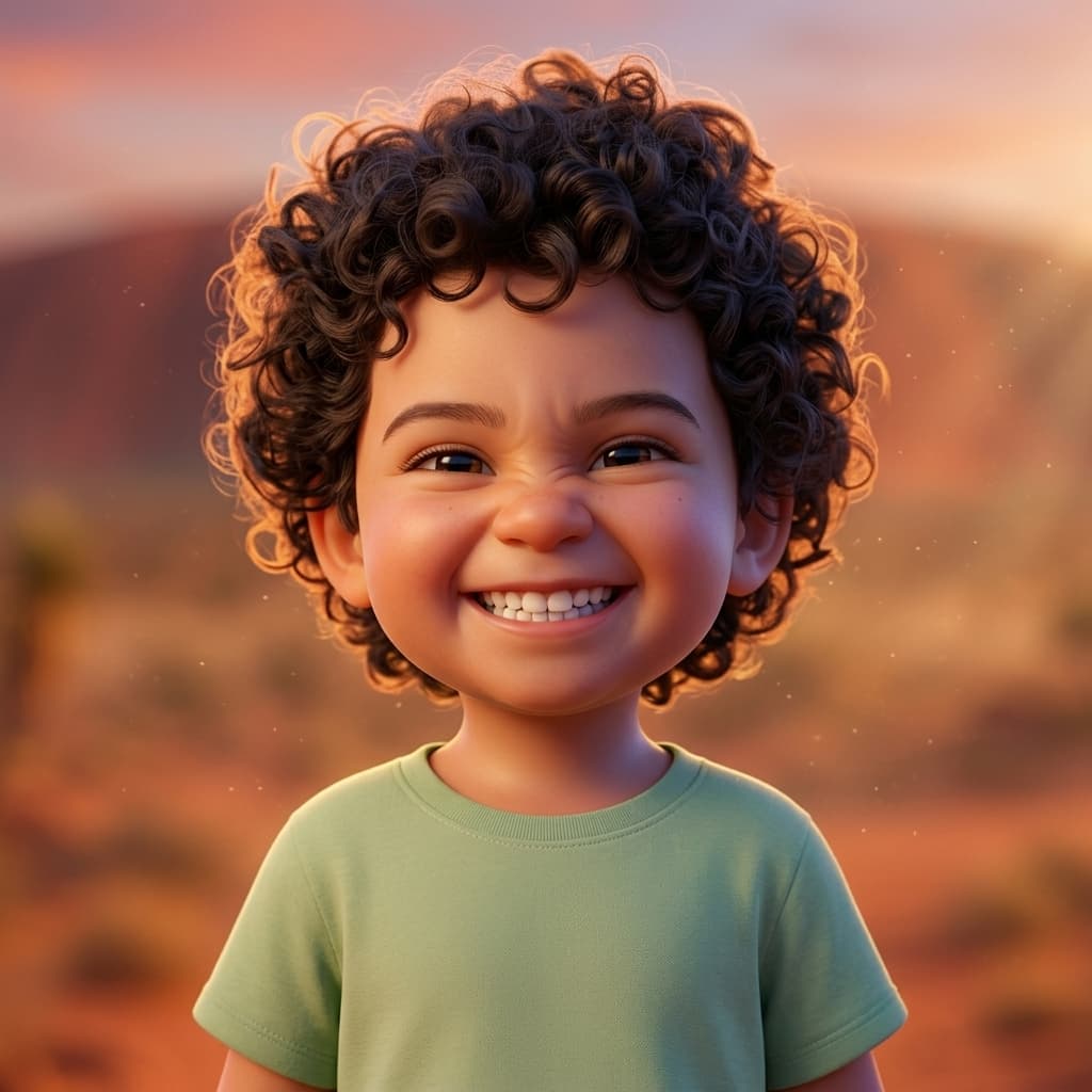 The same child as an illustrated character